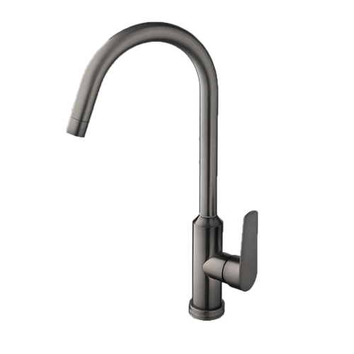 Brushed Grey Kitchen Sink Faucet Swivel Deck Mounted Single Handle Mixer Tap - Picture 10 of 10
