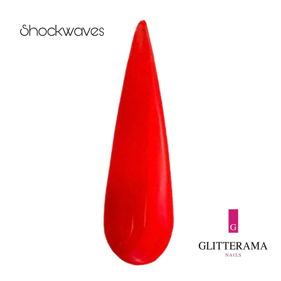 SHOCKWAVES neon coral colour acrylic powder Glitterama Nails vibrant bright