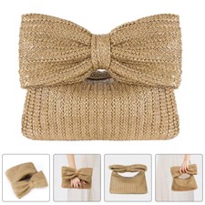 Straw Bow Purse Summer Clutch Purse Women Straw Handbag Vacation Party Clutch