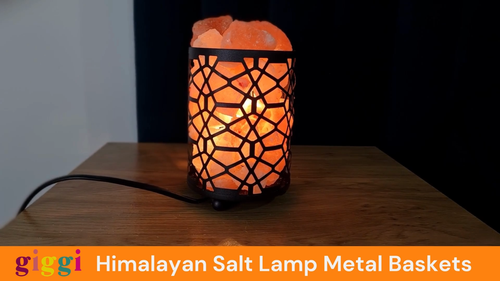 Natural Himalayan Salt Lamp Contemporary Metal Basket with Himalayan Salt Chunks - Video 1 of 1