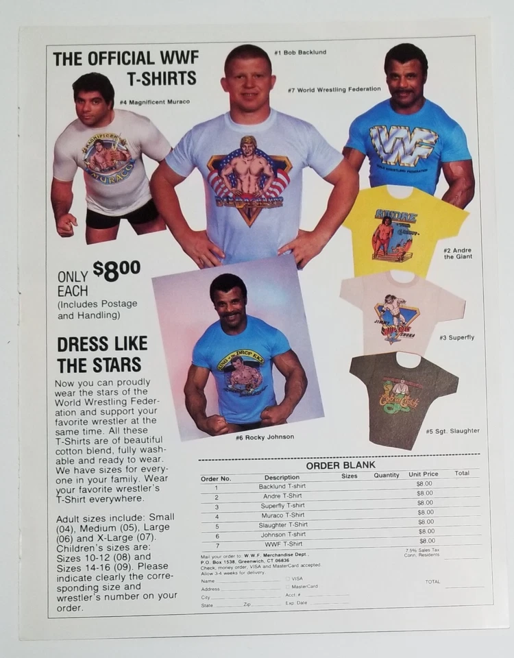 Sergeant Slaughter 1984 WWF Program USA FLAG PINUP front Merchandise ad back WWE - Image 4 of 4