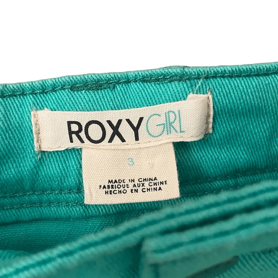 NUEVO Pantalones Cortos Roxy Niñas Verde Denim Corte Cintura Ajustable Talla 3 Foto 3 de 4