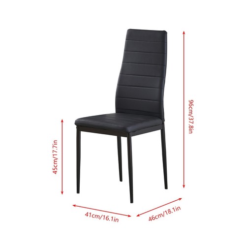 Modern 120cm Dining Table with 4 Black Leather Chairs Wooden Kitchen Table Set - Picture 8 of 8