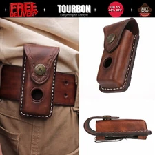 TOURBON Leather Folding Knife Sheath Pocket Knives Blade Holster Belt Clip Pouch