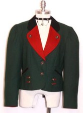 WOOL GREEN JACKET Women Austria Short Loden Tirol Riding Hunting Dress 10 M B40"