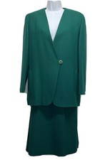 Pendleton Womens 14 Green Wool Skirt Jacket Suit High Quality Career Style USA