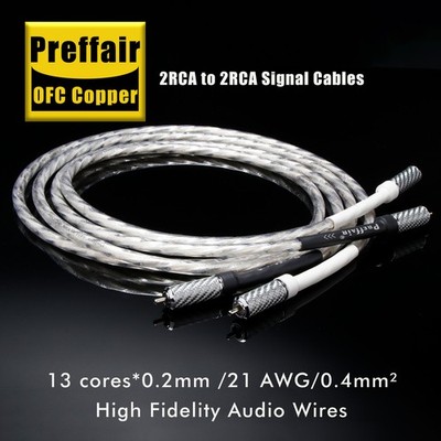 Audiophile OFC Silver Plated 2 Core RCA Cable Carbon Fiber Rhodium plated Plug