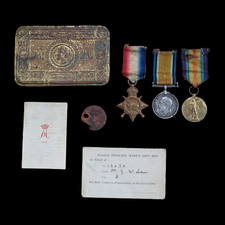 Cameron Highlanders PIPER WW1 Medal Trio 1914 Christmas Tin from Girvan, Ayr