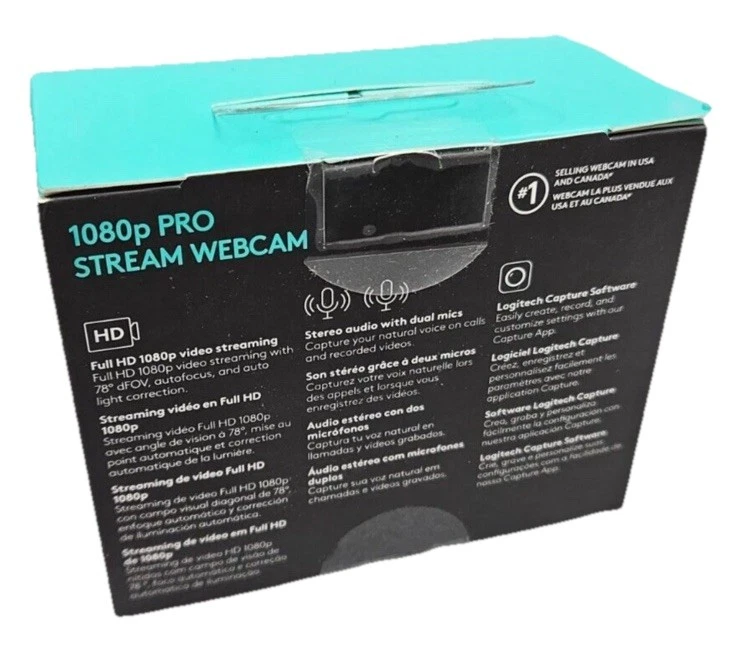 Logitech C922 1080p Pro Stream HD Webcam Black  960-001376 30 fps NEW SEALED - Image 2 of 4