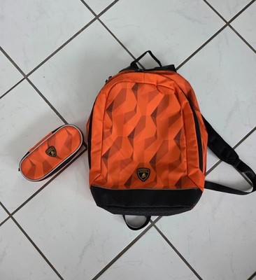 Lamborghini Rucksack und Mäppchen orange schwarz super Zustand