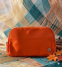 Orange Cosmetic Makeup Pouch Zip Travel Toiletry Bag Nylon Small NWT