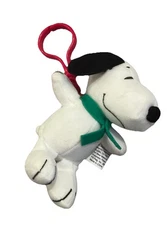 Wendy's Peanuts Plush Snoopy Backpack Keychain Clip 3 3/4" Christmas Holiday Toy