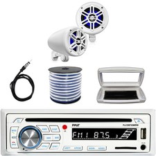 Pyle Single-DIN Bluetooth Marine CD Receiver, 2x 4    150W Max Off-Road Speakers