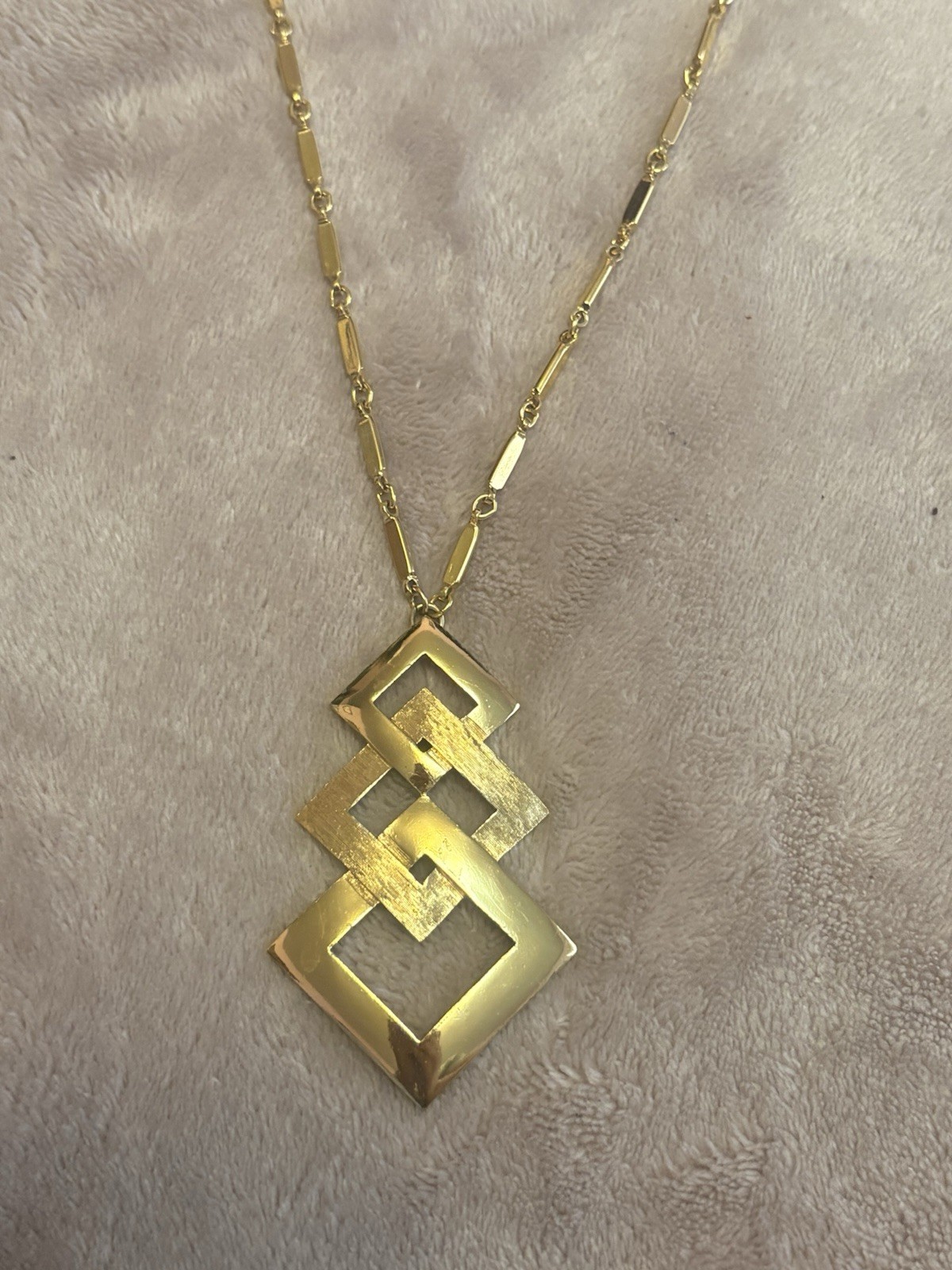 Monet Triple Interlocking Square Pendant Necklace… - image 1