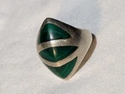Vintage  Old Pawn Navajo Sterl Silver Southwestern Malachite Tribal Ring  Sz 5