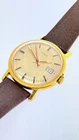 TIMEX MARLIN LINEN DIAL - DATE - 33MM - RUNNING - VINTAGE RUBBER STRAP  *MINTY*