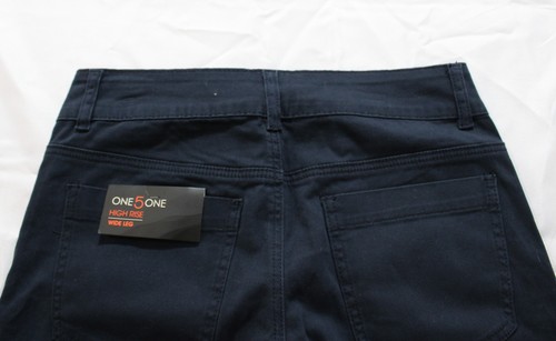 One5One Veda Damenhose hoch geschnitten Baumwolle weites Bein MP7 marineblau Größe 10/30 - Bild 5 von 5