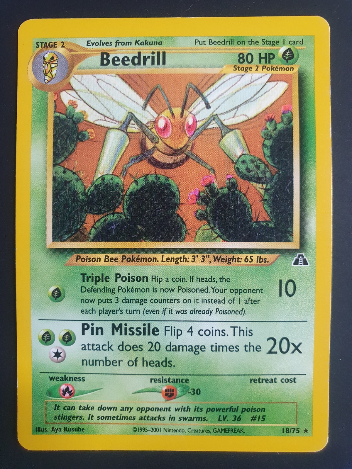 Beedrill 18/75 - Neo Discovery Set - Pokemon Card - Moderately Played