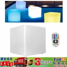 16" LED Light Cube Stools Chair w/ Remote Control RGB 16 Colors Rechargeable 5W