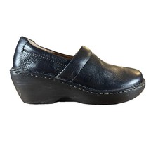 Born Women's Black Toby Duo Leather Clogs Size 8M W81011 F8 Boho Wedge Heel