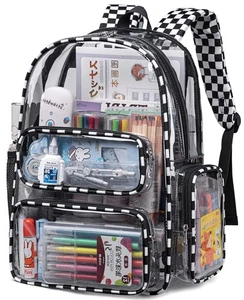 Clear Backpack Heavy Duty Transparent Bag 17" See Through BookBag for Women M... - Picture 1 of 9