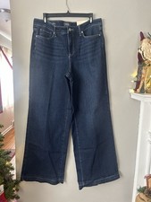 NWT NYDJ Teresa Wide Leg Jeans Midnight Blue Released Hem Lift Tuck Size 10