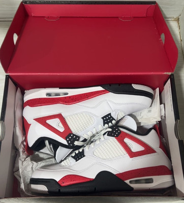 Jordan Air Jordan 4 Retro Fire Red White/Red/Black Men's Sneakers New Box
