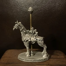 1984 Hudson Fine Pewter Giraffe W/ Squirrels Sculpture Figurine 3”