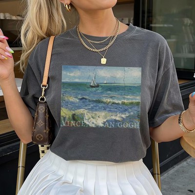 Vincent Van Gogh Coastal Art Comfort Tee Aesthetic Beach