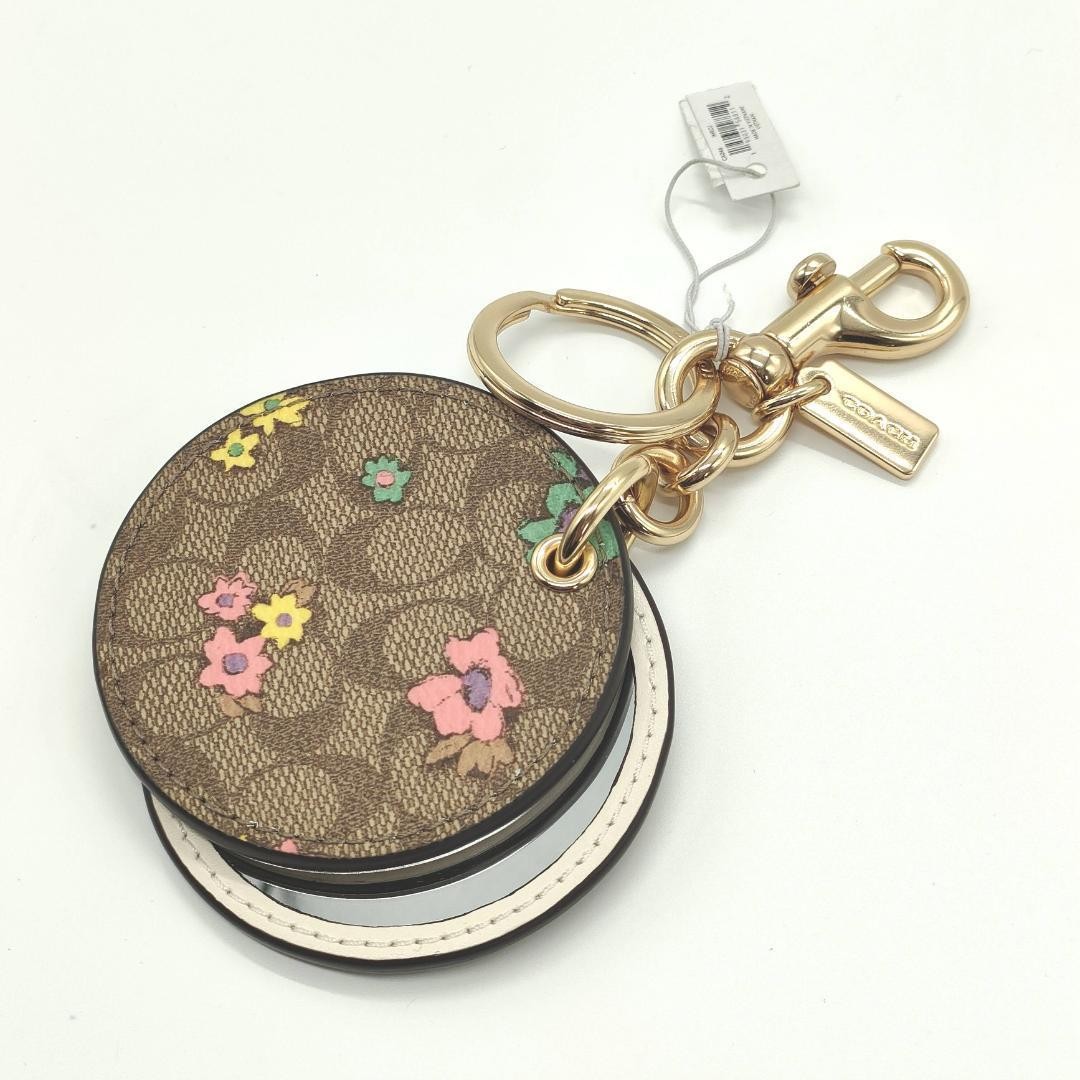 COACH Mirrored keychain bag charm CA046 floral pattern for