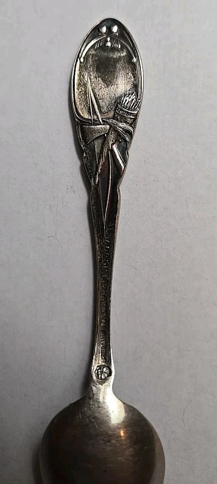 CUCHARA DEMITASE VINTAGE INDIA PLATA ESTERLINA PARADISE RUN RECUERDO 4 1/4" Foto 4 de 4