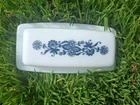 Vintage Pyrex  Old Town Blue Onion  Covered 2 Piece Butter Dish Milk Glass 72-B