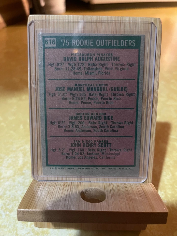 Topps 1975 béisbol novato outfielders (Jim Rice RC) #616 casi nuevo Foto 2 de 2