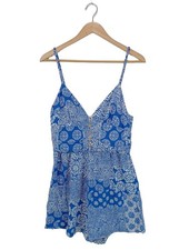 ZARA Tuta corta Donna Pantalone Taglia IT 42 blu-bianco stile casual