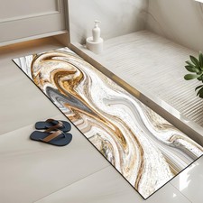 White and Gold Bathroom Rugs Marble Long Runner Rug Bath Mats Gold Bathroom D...