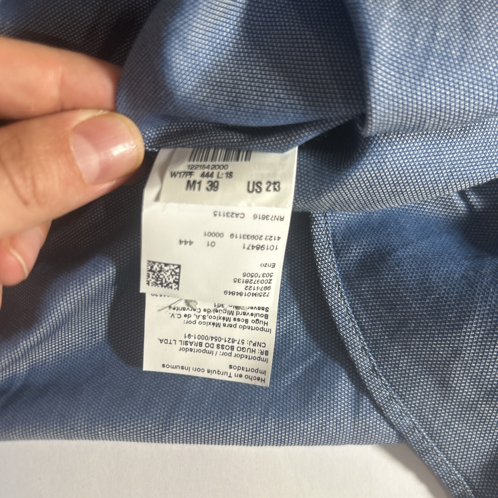 Hugo Boss Enzo 15.5-39 Solid Italian Blue Regular Fit Long Sleeve Dress Shirt thumbnail 14