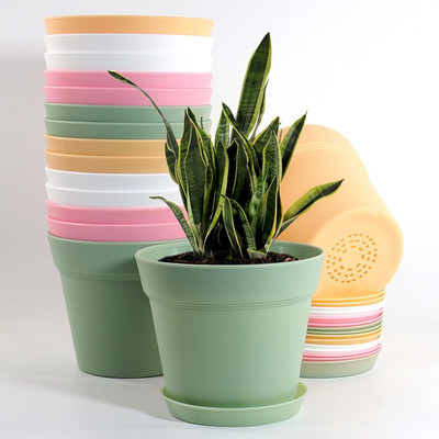 16 Pack 6 Inch Plastic Planters, Indoor Flower Pots, Heavy Duty and Stylish 6 In