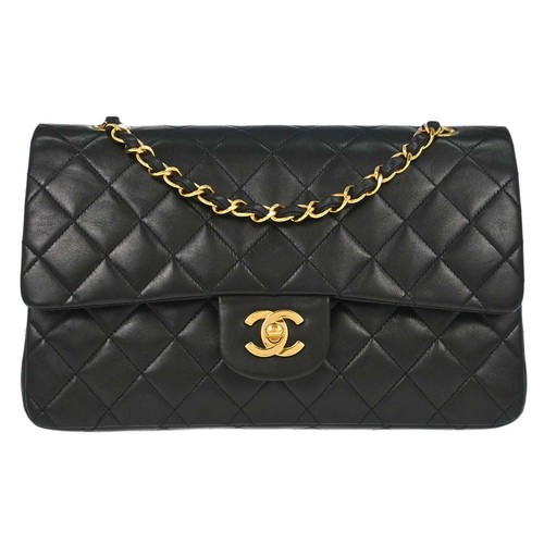 Chanel Black Lambskin Medium Classic Double Flap Shoulder Bag 167742