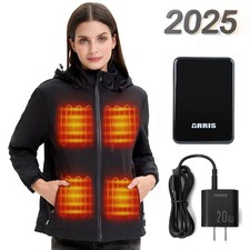 ARRIS Women s Heated Jacket Waterproof, Electric Heating Coat with 7.4V Battery