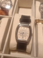 Mathey-Tissot Men's Tank Watch Date Just, On Nice Leather Band Runs, Great Cond