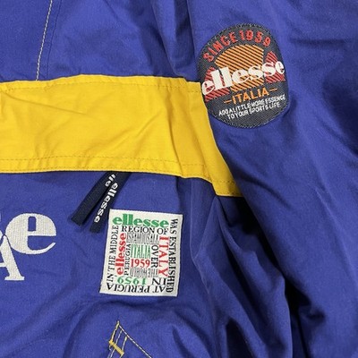 He！！！ Vintage 80s 90s Ellesse Half Zip Hooded Jacket M Pullover
