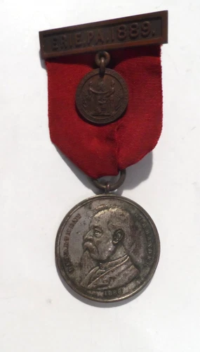 GREAT 1889 Erie, PA GAR 23rd Encampment Medal W/ Nickel Plate Lower Medallion!!
