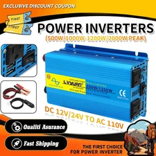 500w 2000w Pure Sine Wave Power Inverter DC 12V/24V To AC 110V Car Converter 