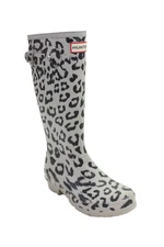 Hunter Womens Leopard Print Knee High Rain Boots Gray Size 5