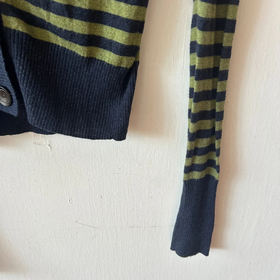 Cárdigan Abercrombie + Fitch Mujer XS Azul Rayas Botones Y2K Bolsillos Lana Foto 2 de 4