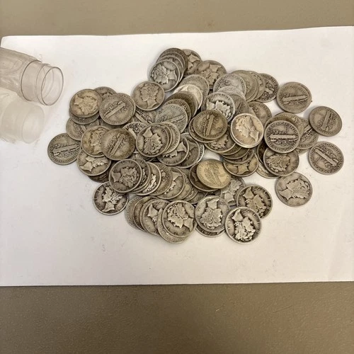 One Hundred 100 Mercury Dimes 90% Silver 1930 - 1939 PDS Coins bulk lot $10 face