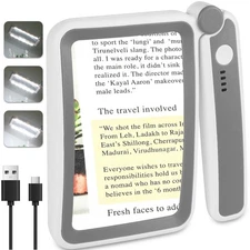 Rechargeable Magnifying Glass with Light for Reading, 5X Large Page Magnifier