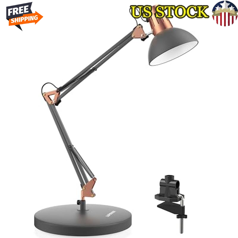 Adjustable Desk Lamp W/ Clip Flexible Swing Arm Eye-Caring Lighting Office New