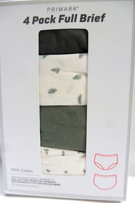 PRIMARK 4er Pack Damen Maxislip Schlüpfer Baumwolle Beige/Grün/Grau- M L XL 2XL