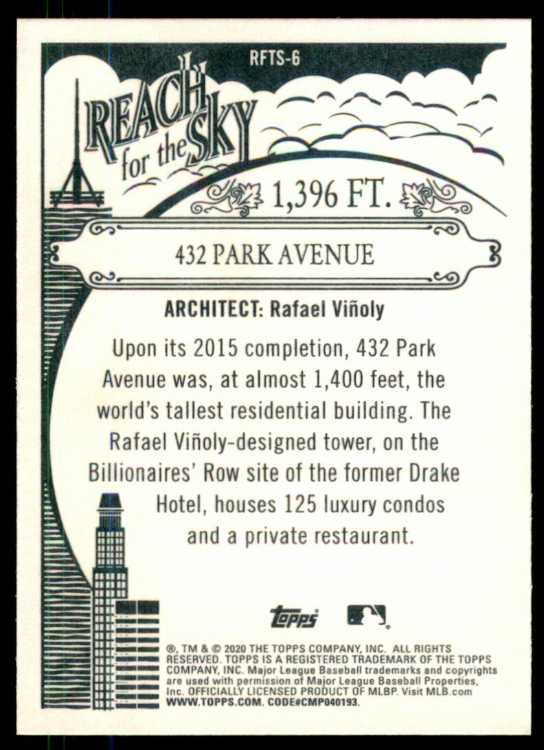 2020 Topps Allen & Ginter #RFTS-6 432 Park Avenue Reach for the